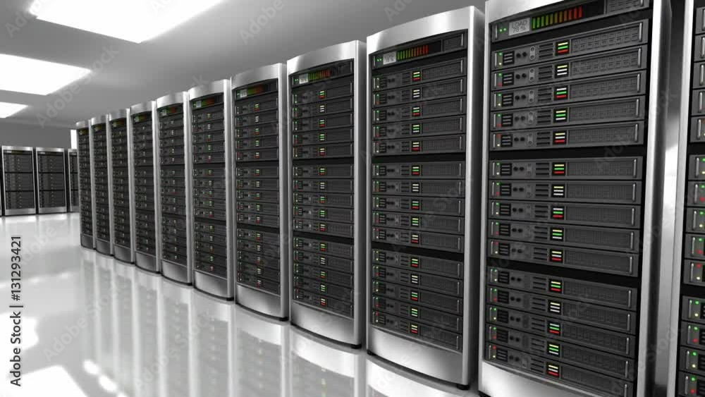 Modern interior of server room in datacenter 3d animation. Modern interior of server room in datacenter 3d animation.