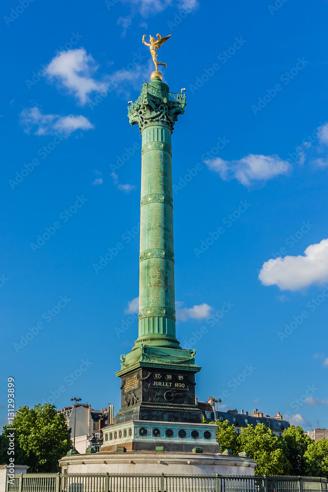 July Column (1840) on Bastille Square. Paris, France.