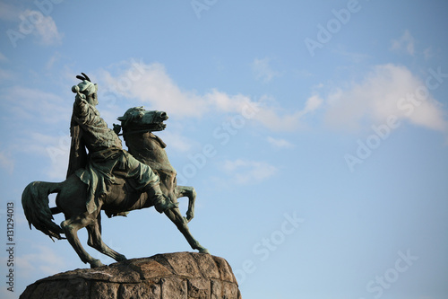 Monument to Bogdan Khmelnitsky against the sky in Kiev