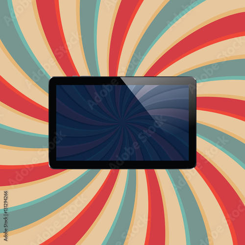Digital tablet with shiny sensor screen. Electronic smart device. Mobile gadget.