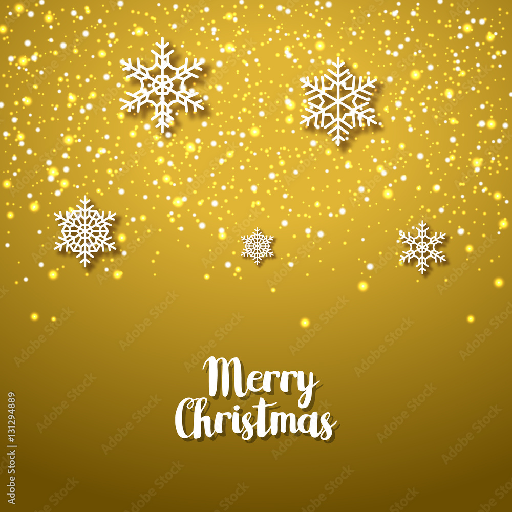 Festive golden background with snowflakes. Xmas festive season of Christmas winter holiday. Anniversary vector card Festive golden background with snowflakes. Xmas festive season of Christmas winter holiday. Anniversary vector card