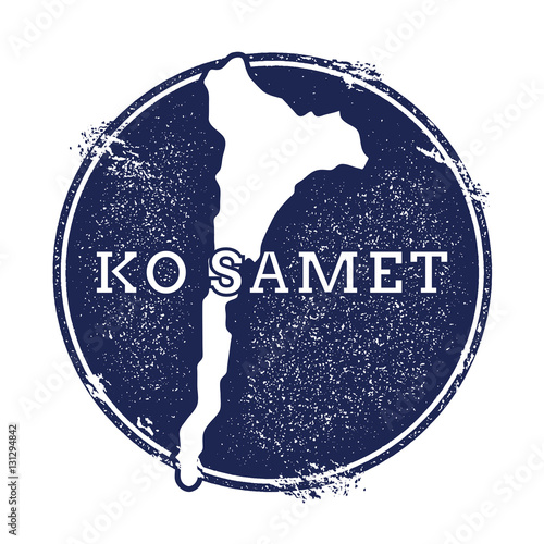 Ko Samet vector map. Grunge rubber stamp with the name and map of island, vector illustration. Can be used as insignia, logotype, label, sticker or badge.