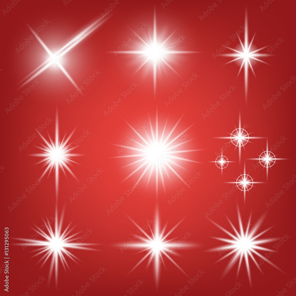 Creative concept Vector set of glow light effect stars bursts with sparkles isolated on black background. For illustration template art design, banner for Christmas celebrate, magic flash energy ray Creative concept Vector set of glow light effect stars bursts with sparkles isolated on black background. For illustration template art design, banner for Christmas celebrate, magic flash energy ray