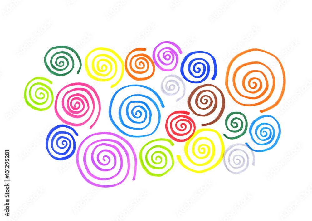 Abstract colorful curl shapes on white Abstract colorful curl shapes on white