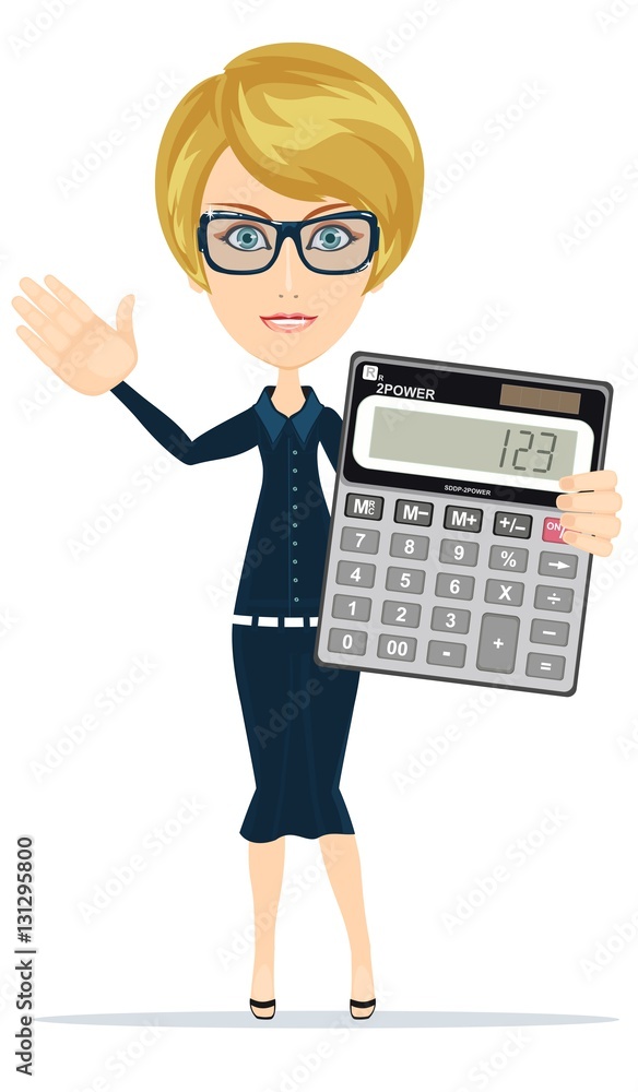 Accountant shows the calculator Accountant shows the calculator