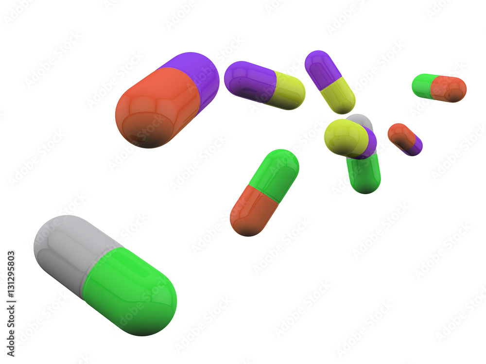 Medical pills, lots of medicine capsules of different colors on Medical pills, lots of medicine capsules of different colors on