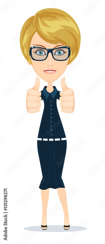 Businesswoman raised his thumb up, shows that all OK Businesswoman raised his thumb up, shows that all OK