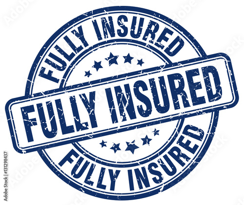 fully insured blue grunge stamp