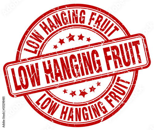 low hanging fruit red grunge stamp
