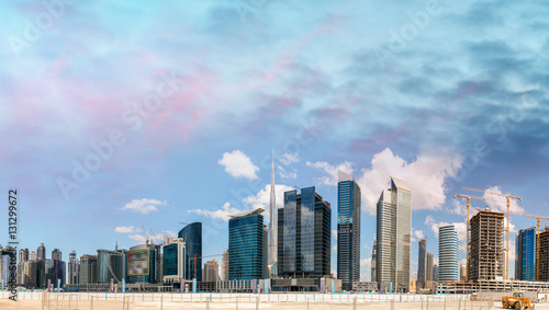 Tall skyscrapers of Downtown Dubai, UAE © jovannig