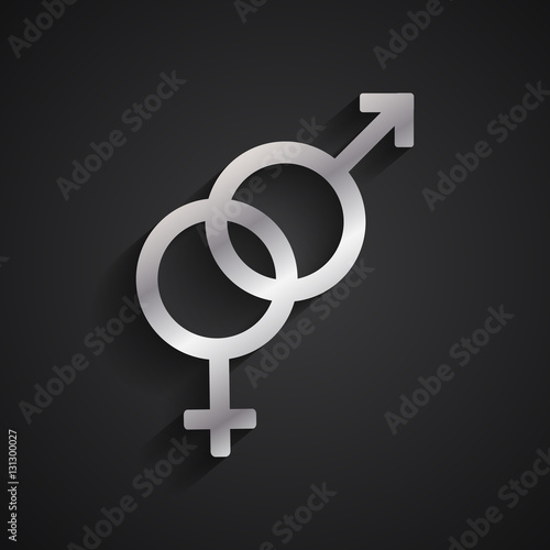 Heterosexual silver symbol on black background