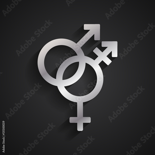 Trans gender silver symbol on black background