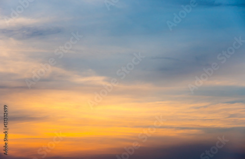 Orange,blue and beautiful gradient sunset sky