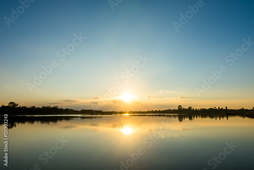 sunset on the lake landscape