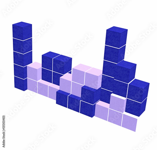 puzzle video game - geometric blue 3D shapes - think creative game