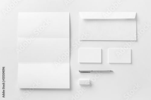 Corporate stationery set mockup. Blank white textured brand ID