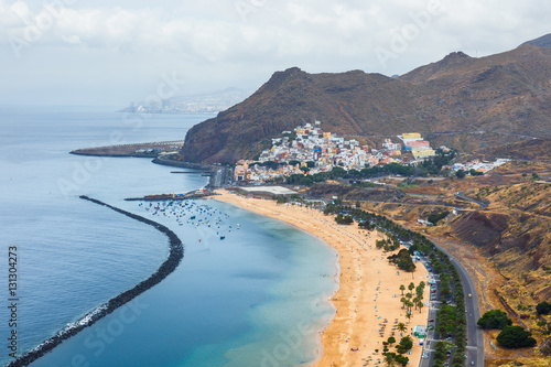 Aerial view on Teresitas beach near Santa Cruz,Tenerife, Canary islands, Spain