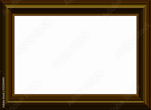 Empty classic picture frame isolated on white background. 