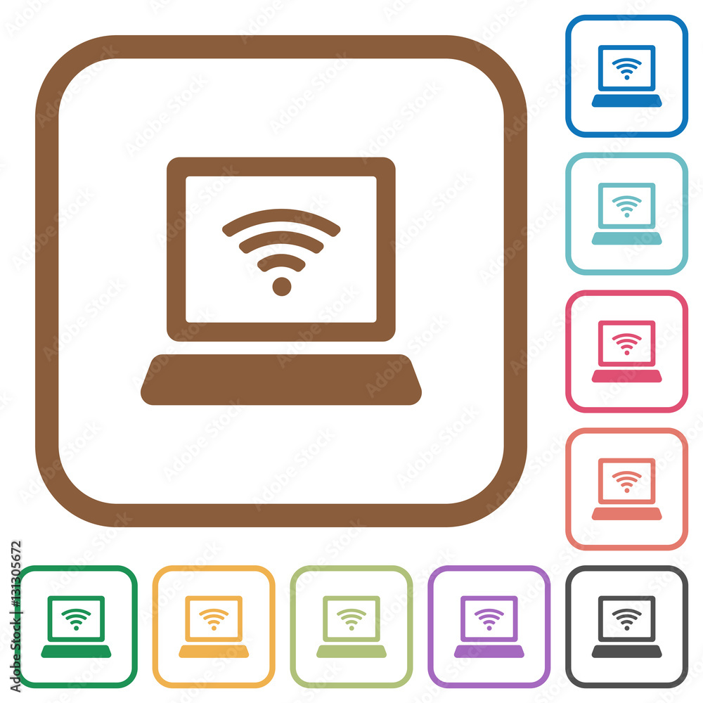 Computer with wireless symbol simple icons Computer with wireless symbol simple icons