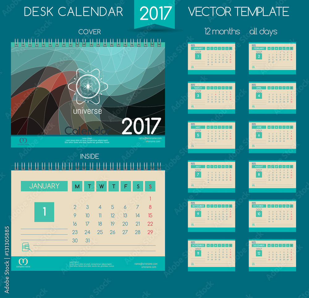 Design Desk Calendar 2017. Design Desk Calendar 2017.