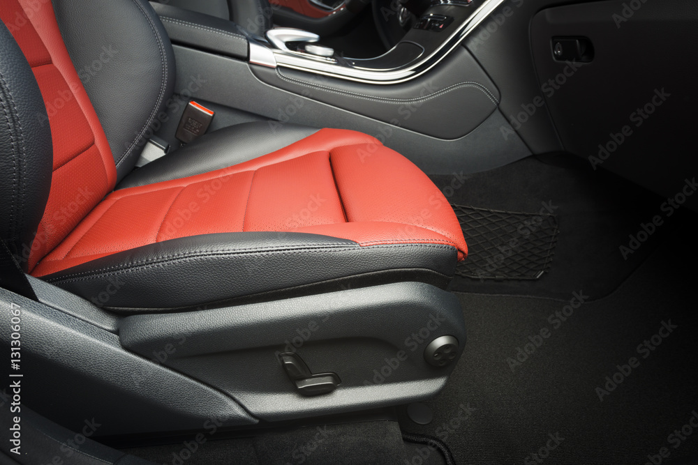 Details of red leather  seat in modern sport car