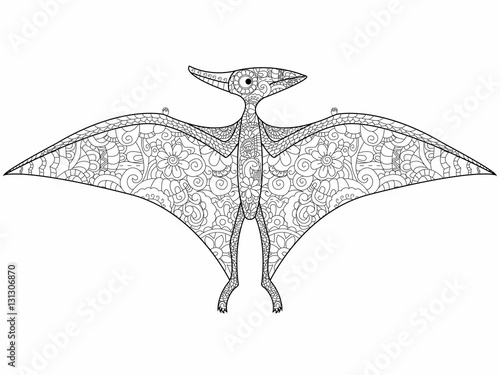 Pterodactyl dragon coloring vector for adults photo