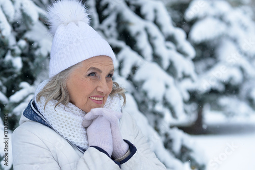 mature woman in winter clothes