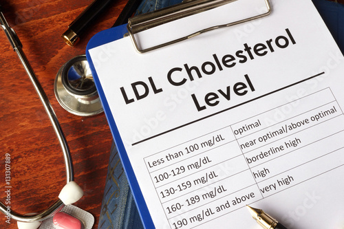 LDL (Bad) Cholesterol level chart on a table. photo