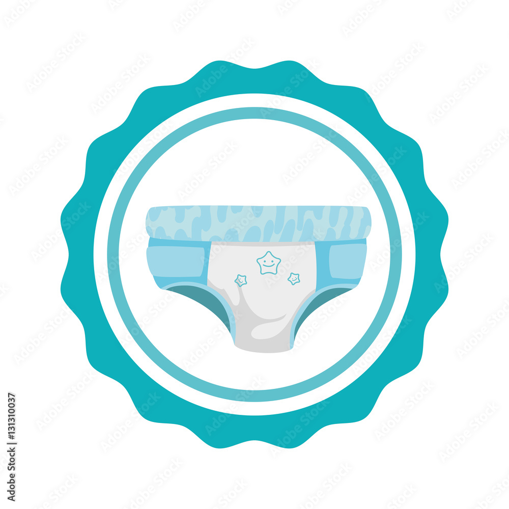 diaper baby shower related emblem image vector illustration design 