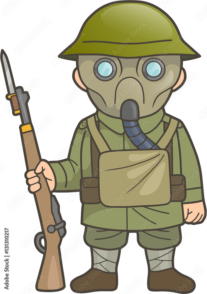 Cartoon British soldier during World War one Stock Vector | Adobe Stock