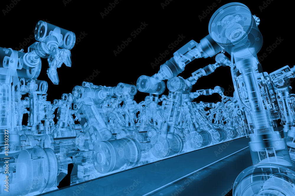 Fotografie x ray robotic arm with conveyor line