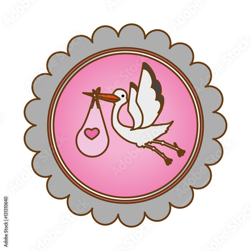 crane baby shower related emblem image vector illustration design 