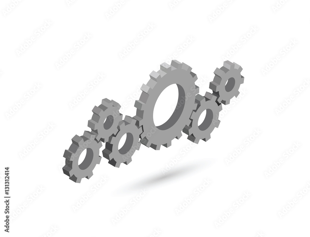 Vector isometric gear mechanism. Settings icon. Vector isometric gear mechanism. Settings icon.