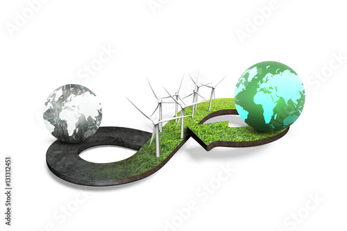 Green circular economy concept, 3D rendering photo