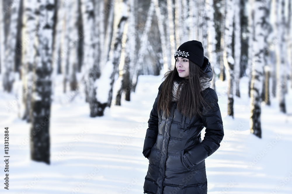 irl with dark long hair in the winter park irl with dark long hair in the winter park
