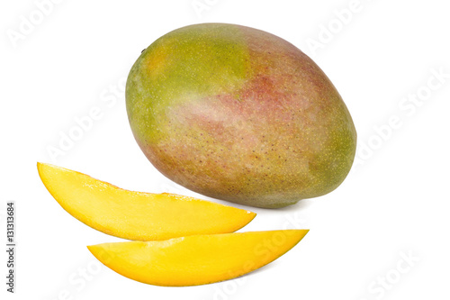 mango and two slices isolated