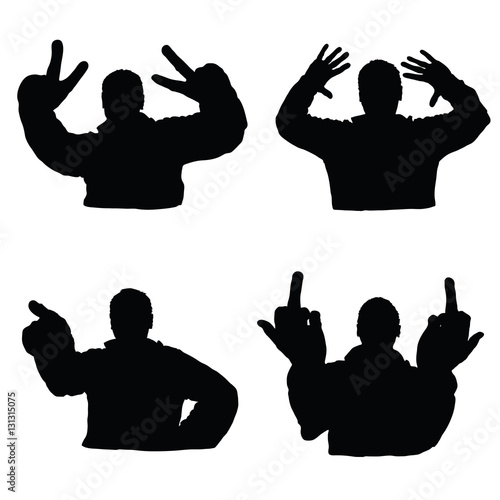 man silhouette set in various poses design illustration