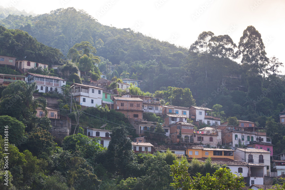 view of the house on the hill of the historical town Ouro Preto