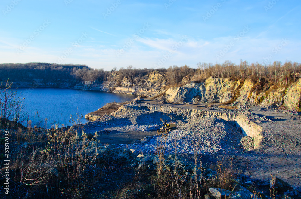 View on a lake in granite quarry