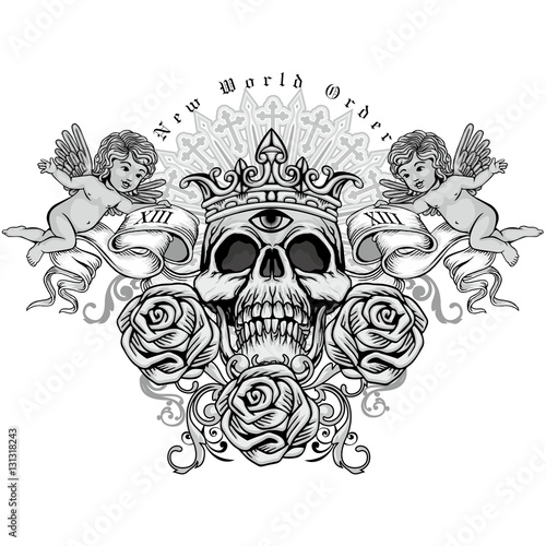  grunge skull coat of arms