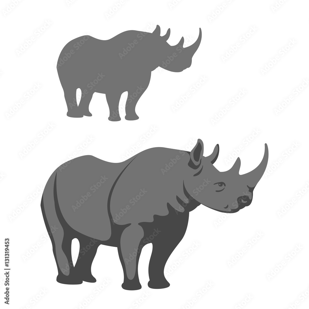 Fototapeta premium rhinoceros vector illustration style Flat set