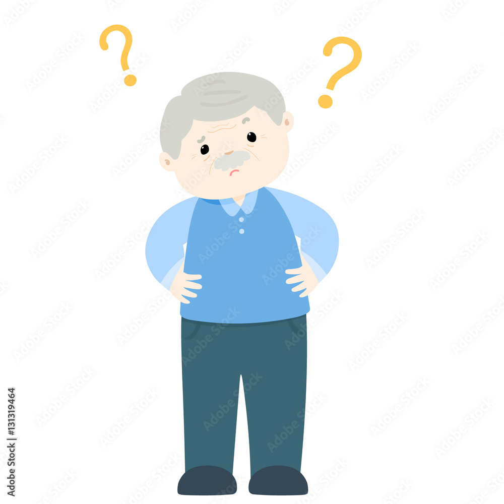 Old man wondering cartoon character vector Old man wondering cartoon character vector