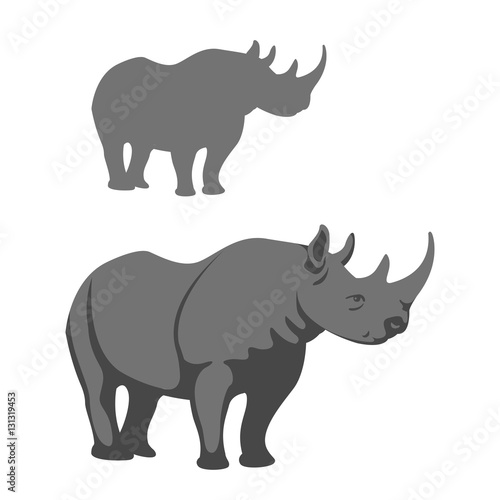 rhinoceros vector illustration style Flat set
