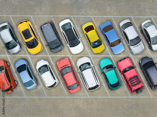 Empty parking lots, aerial view.