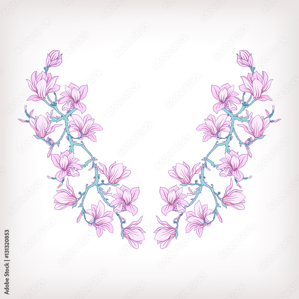 Neck line embroidery designs with a pattern of flowers and branc