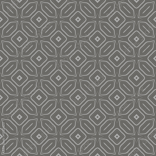 Grey Ornamental Seamless Line Pattern. Endless Texture. Oriental Geometric Ornament