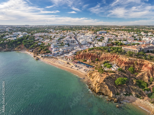 Aerial. Amazing view from the sky, town Olhos de Agua albufeira. photo