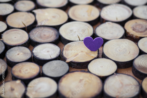 Velvet heart on Valentine s Day on a wooden background  