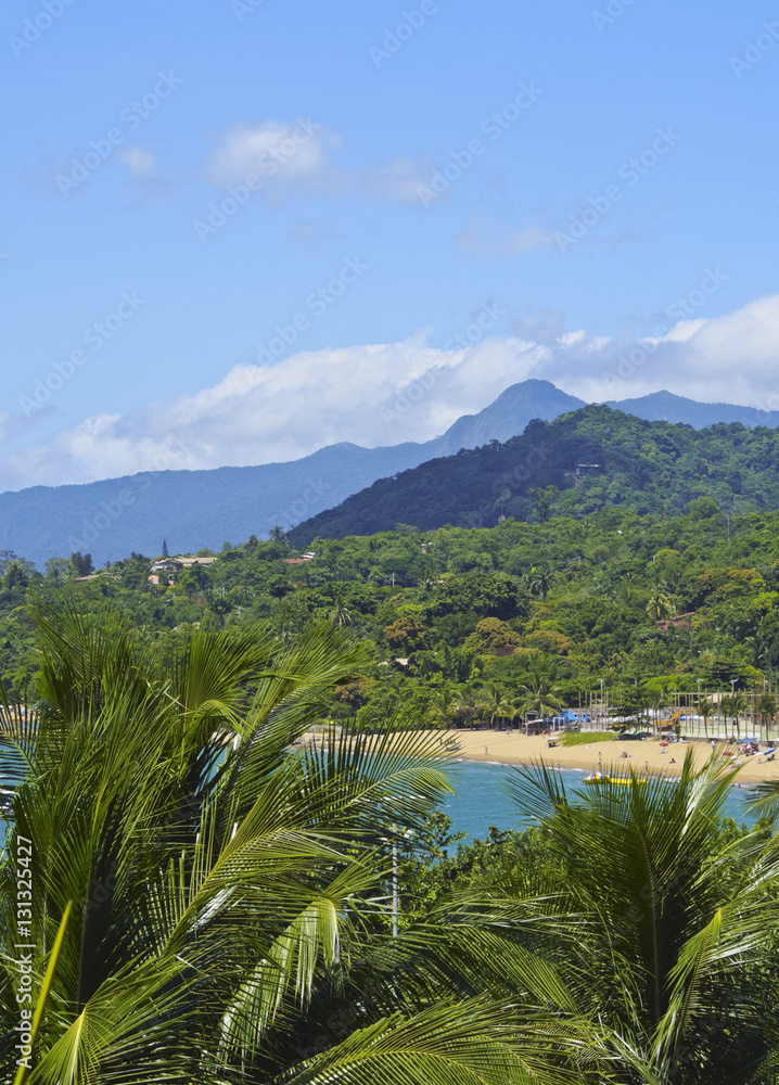 Brazil, State of Sao Paulo, Ilhabela Island, View of the beach in Praia Grande.. Brazil, State of Sao Paulo, Ilhabela Island, View of the beach in Praia Grande..
