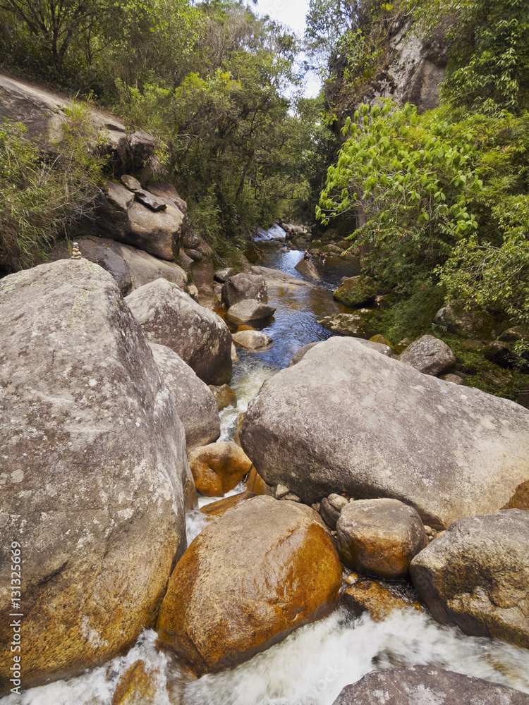 Brazil, State of Rio de Janeiro, Petropolis, View of the river in the Serra dos Orgaos National Park. Brazil, State of Rio de Janeiro, Petropolis, View of the river in the Serra dos Orgaos National Park.